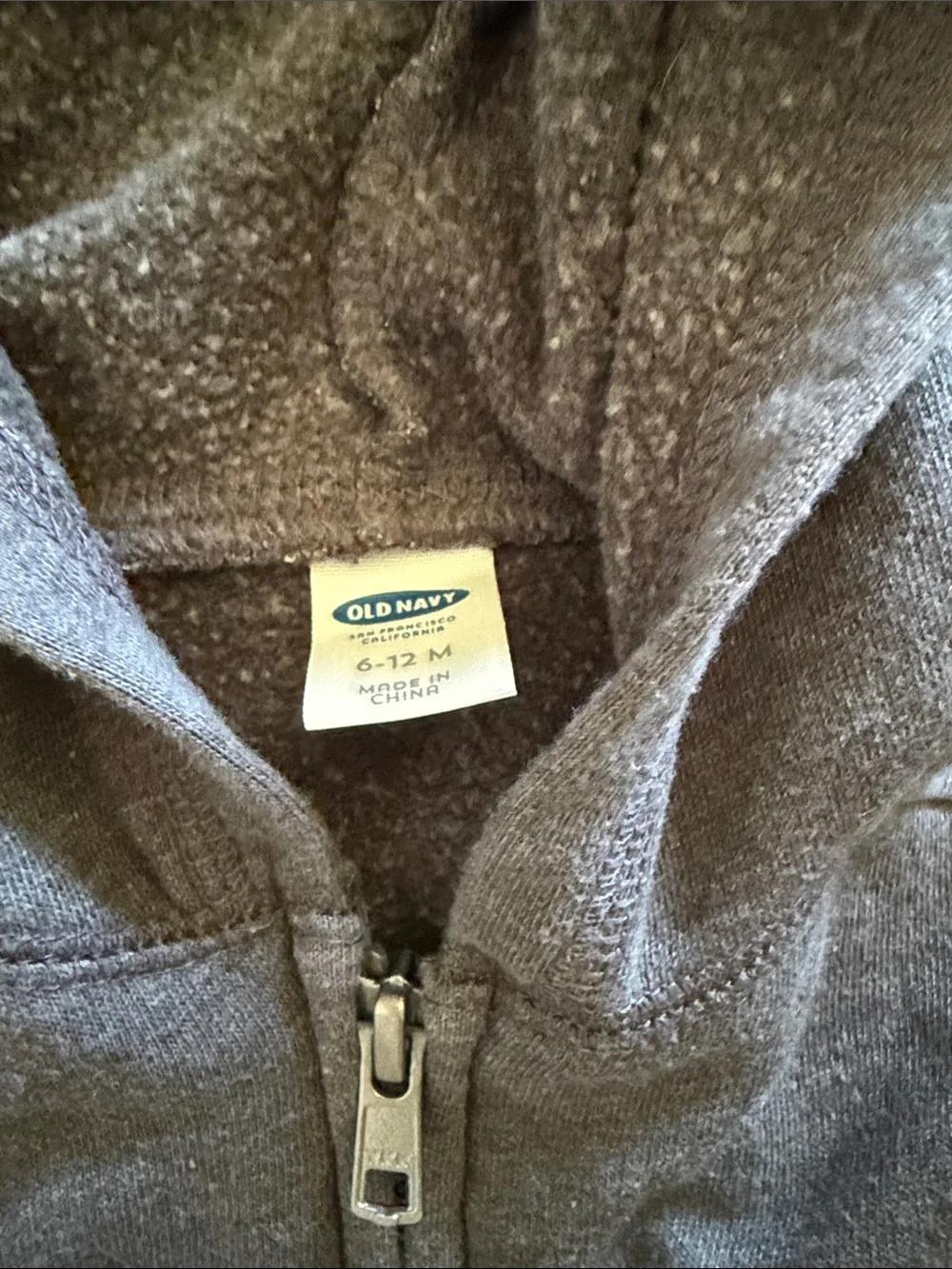 Old Navy Toddler Bear Ear Logo Zip-Up Hoodie Sweatshirt Charcoal Gray 6-12 month
